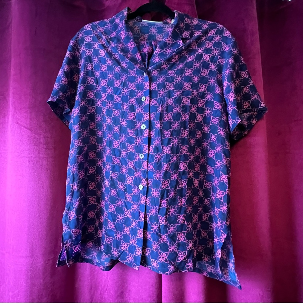 Amanda Smith Purple and Pink Floral Pajama Top and Bottoms